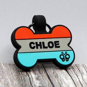 Silent Gepersonaliseerde Geluidloze Designer Pet ID Tag - Diep Gegraveerde Siliconen Dubbelzijdig & Graveren Zal Last Dog ID Tag Bot Rood Blauw