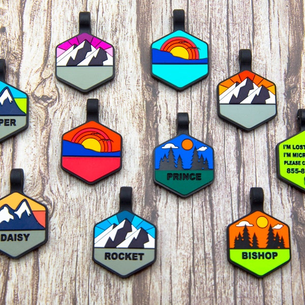 Placa de identificación para mascotas, personalizada, silenciosa y de diseño silencioso - Silicona grabada de doble cara y con un grabado duradero - PetTags, placa de identificación para perros