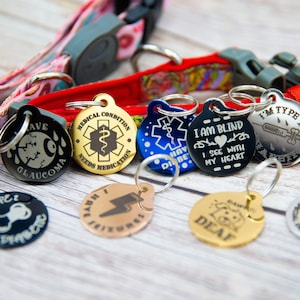 Medical Condition Design Personalized Designer Pet ID Tag - Deep Engraved Dog ID Tag Round