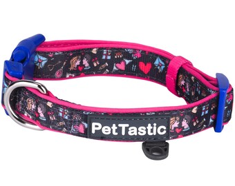 Best Adjustable Padded Dog Collar Durable Soft Heavy Duty Happy Valentine's Day Design Outdoor & Indoor use for girls, boys, puppies, adults
