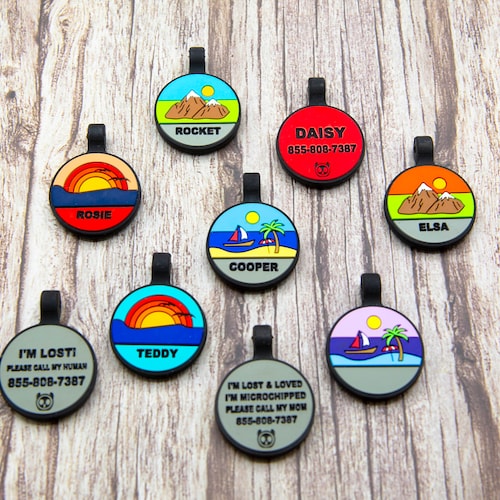 Silicone Dog Tag Silent Dog Tag Pet ID Tag Personalized Etsy