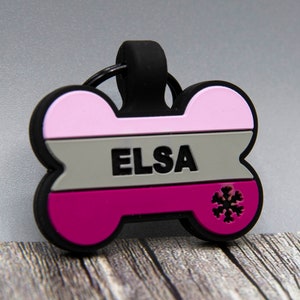 Silent Personalized Soundless Designer Pet ID Tag - Deep Engraved Silicone  Double Sided & Engraving Will Last Dog ID Tag Bone Pink Purple