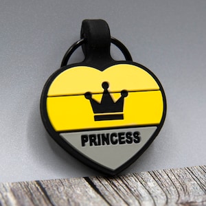Silent Gepersonaliseerde Geluidloze Designer Pet ID Tag - Diep Gegraveerde Siliconen Dubbelzijdig & Graveren Zal Last Dog ID Tag Hart Geel
