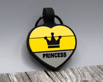 Silent Gepersonaliseerde Geluidloze Designer Pet ID Tag - Diep Gegraveerde Siliconen Dubbelzijdig & Graveren Zal Last Dog ID Tag Hart Geel