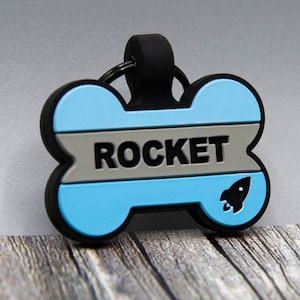 Silent Gepersonaliseerde Geluidloze Designer Pet ID Tag - Diep Gegraveerde Siliconen Dubbelzijdig & Graveren Zal Last Dog ID Tag Bone Blue