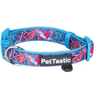 Best Adjustable Padded Dog Collar Durable Soft Heavy Duty Verdigris Green Paisley Pattern Outdoor Indoor use for girls boys puppies adults