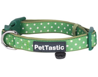 Best Adjustable Padded Dog Collar Durable Soft Heavy Duty Polka Dot St Patrick's Day Outdoor & Indoor use for girls, boys, puppies, adults