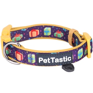 Best Adjustable Padded Dog Collar Durable Soft Heavy Duty Dark lavender Gift Boxes Outdoor & Indoor use for girls, boys, puppies, adults