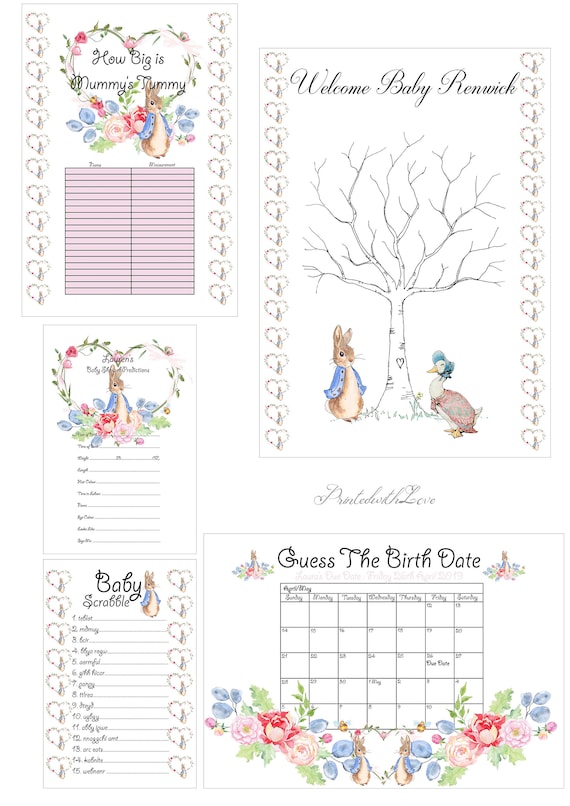 Baby Scrabble PETER RABBIT DESIGN Unisex BABY SHOWER GAMES