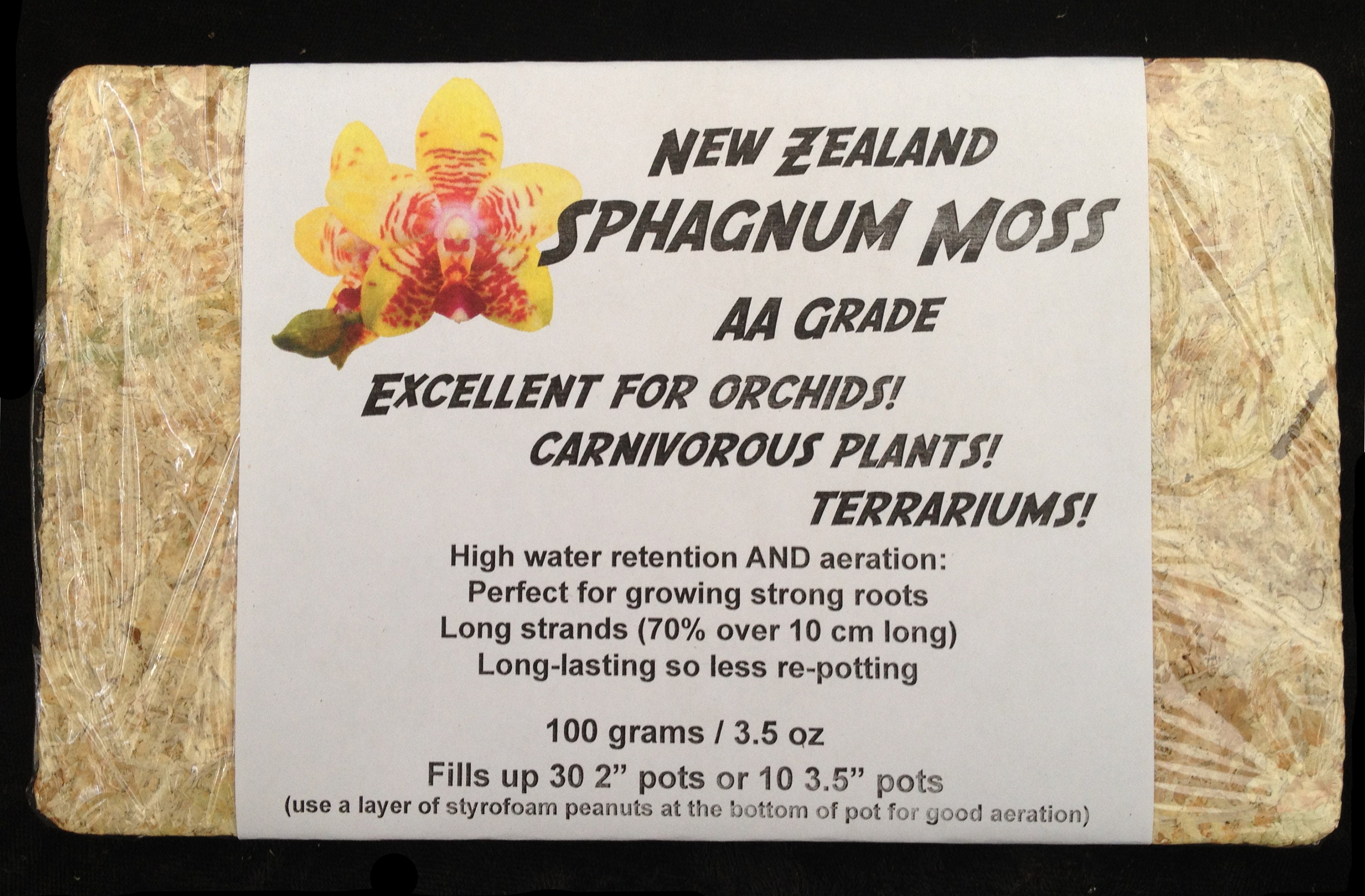 New Zealand Sphagnum Moss 100-grams/3.5 Oz Dehydrated Just Add Water  Excellent Medium for Many Orchids and Carnivorous Plants 