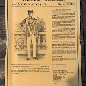 Old World Enterprises Pattern 891M, Unique Patterns of Historical Fashion, 1890’s Male Sporting Suit