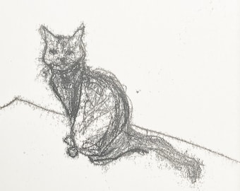 Cat Study 13, original mono print