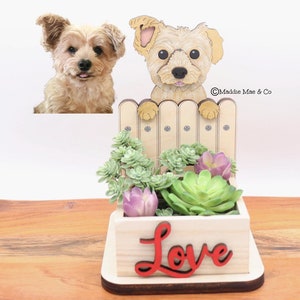 Personalisierter Holz Pflanztopf vom Foto, Sukkulenten Gartenarrangement, Indoor Blumentopf aus Holz, personalisierte Aufbewahrungsbox, Leinenhalter