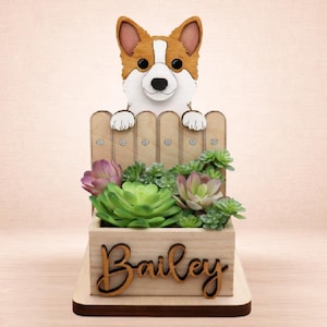 Personlig Corgi-planter, anpassad suckulentkruka för hundar, koppelhållare för Corgi, present till hundälskare, minnesgåva för husdjur, skrivbordsplanter