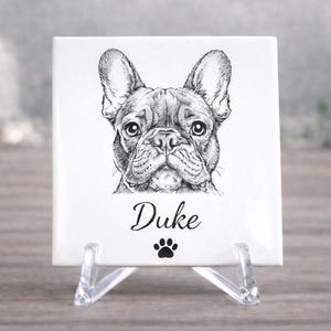 Azulejo y caballete con retrato de perro personalizado - Imán con dibujo de mascota personalizado - Regalo para amantes de las mascotas - Retrato de mascota pequeño - Regalo para mamá perruna