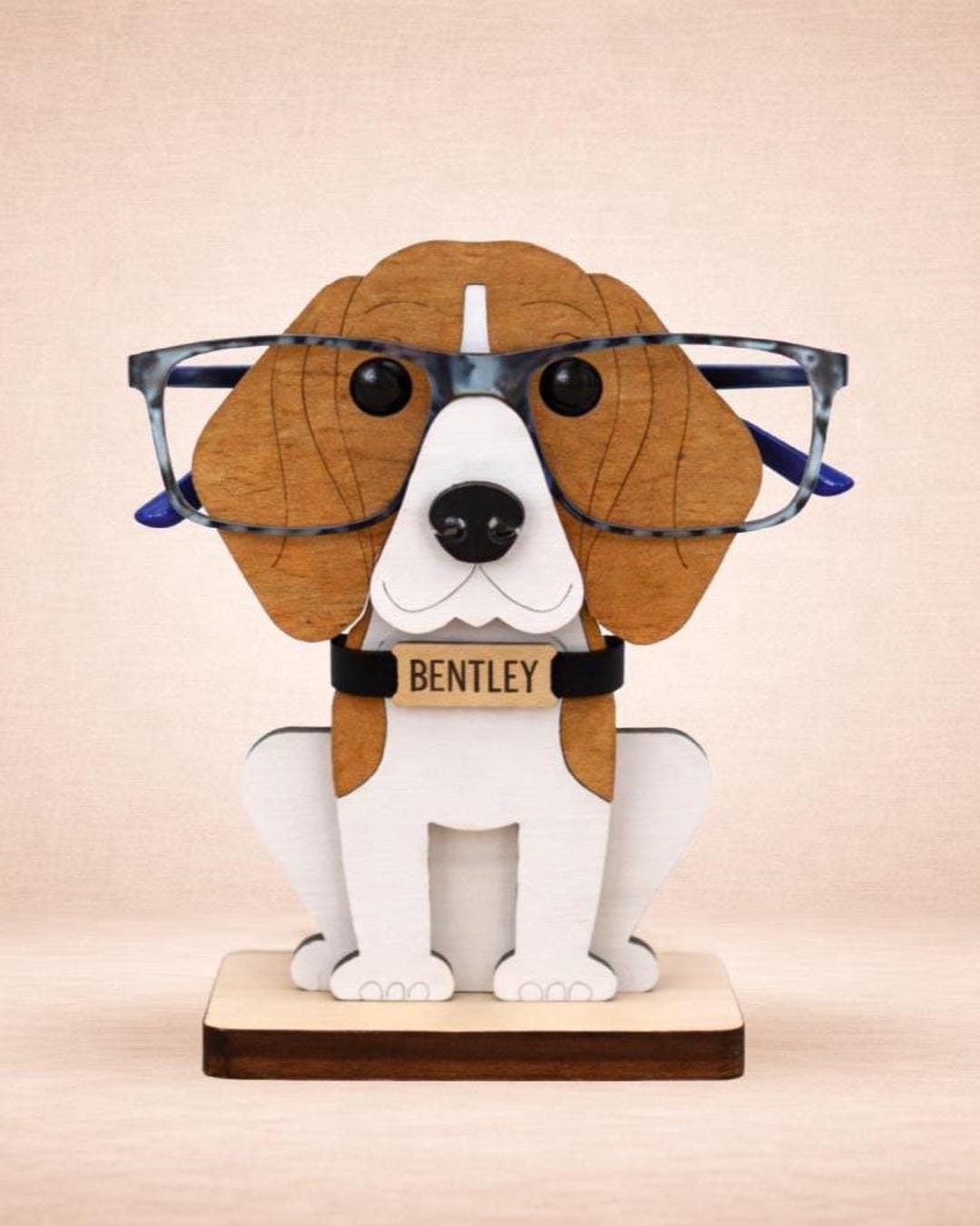 Beagle Eyeglass Stand: Custom Dog Breed Gift, Wooden Spectacle Holder ...
