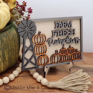 Farm Fresh Pumpkins Sign: Rustic Autumn Windmill Decor