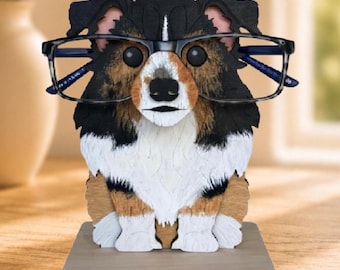 Shetland Sheepdog Eyeglass Holder | Custom Sheltie Glasses Stand | Personalized Sheltie Gift for Dog Lovers | Pet Memorial Gift
