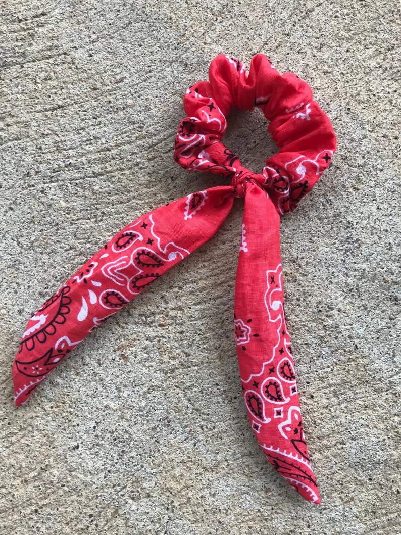 Bandana Scrunchie Scarf Scrunchie Bow Bandana Hair Bow Etsy