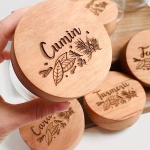 Set of 9 Personalized Spice Jars and Spice Rack