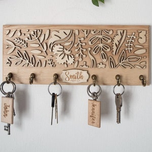 Soporte de madera para llaves montado en la pared, soporte para llaves con  5 ganchos para llaves vintage, soporte para llaves para decoración de