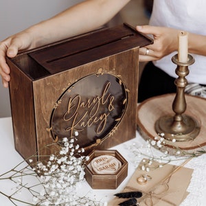 Kartenbox zur Hochzeit aus Holz, Kartenhalter zur Hochzeit, Briefkasten Hochzeit, Briefumschlag Box mit Einwurfschlitz, Spardose Gothic Hochzeit