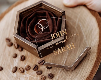 Personalized ring box • Wedding bride gift • 3 ring box