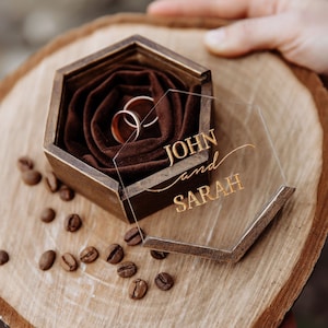 Personalized ring box • Wedding bride gift • 3 ring box