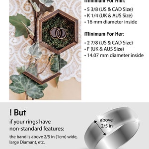 Holz Ehering Box Hexagon Ring Box Hochzeitsgeschenk für Paar Einzigartig Ring Box für Männer Doppel Glas Transparenter Deckel Rustikal Bild 7