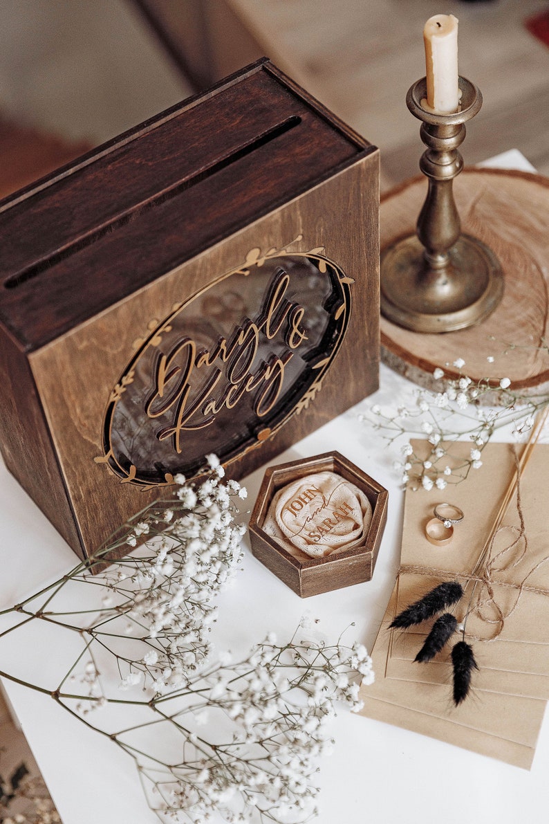 Wedding Envelope Box Custom Memory Box Brown Wedding Card Etsy