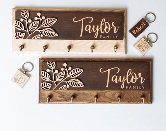Personalized Wood Key Holder: Wall Organizer, New Home Gift