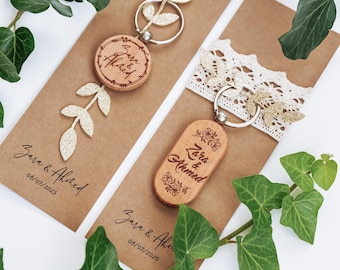 Custom Wooden Keychain Favors: Rustic Wedding, Bridesmaid Proposal