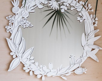 Decorative Mirror SIZE L 20'' 50cm Accent Aesthetic Wall Art Wedding Gift Living Room Home Decor White Carved White Mirrors For Bathroom