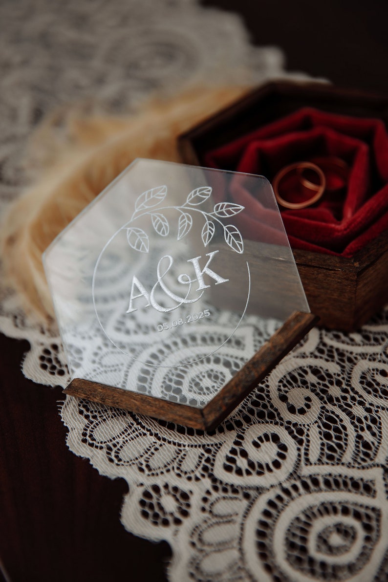 Personalized ring box Wedding bride gift 3 ring box image 6