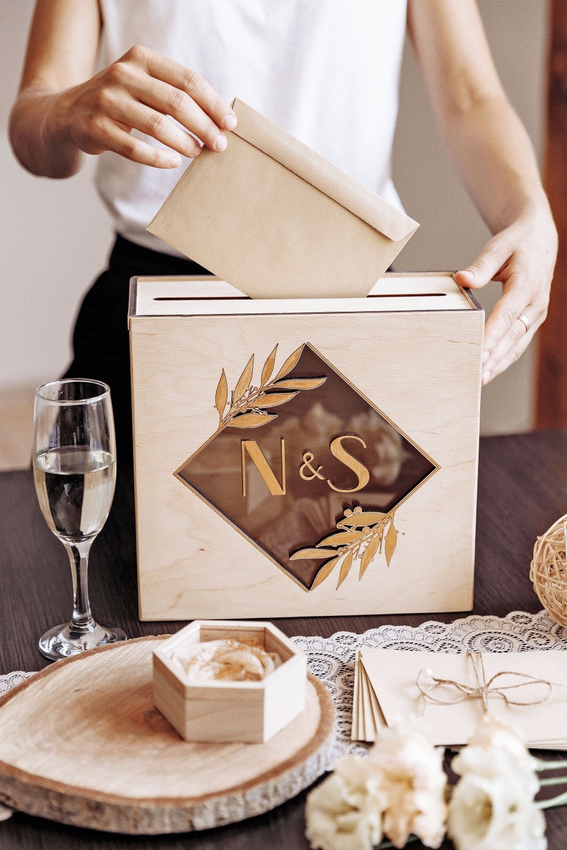 Wedding Envelope Box Custom Memory Box Brown Wedding Card Etsy