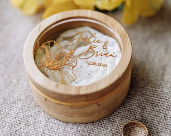 Hochzeit Ring Box für Sie und Ihn für Zeremonie Floral, Silber oder Gold Gravur, Samt oder Spitze Füllung, Hochzeitsandenken, Geschenk für Paar