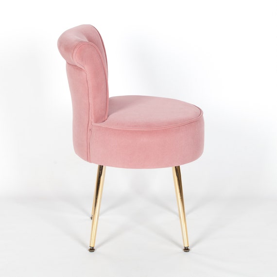 Amour Velvet Pink Gold Legs Bedroom Chair