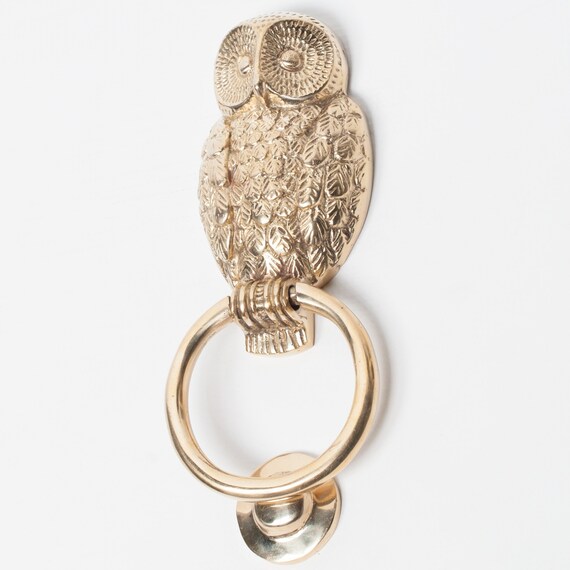 Polished Brass Owl Door Knocker Etsy