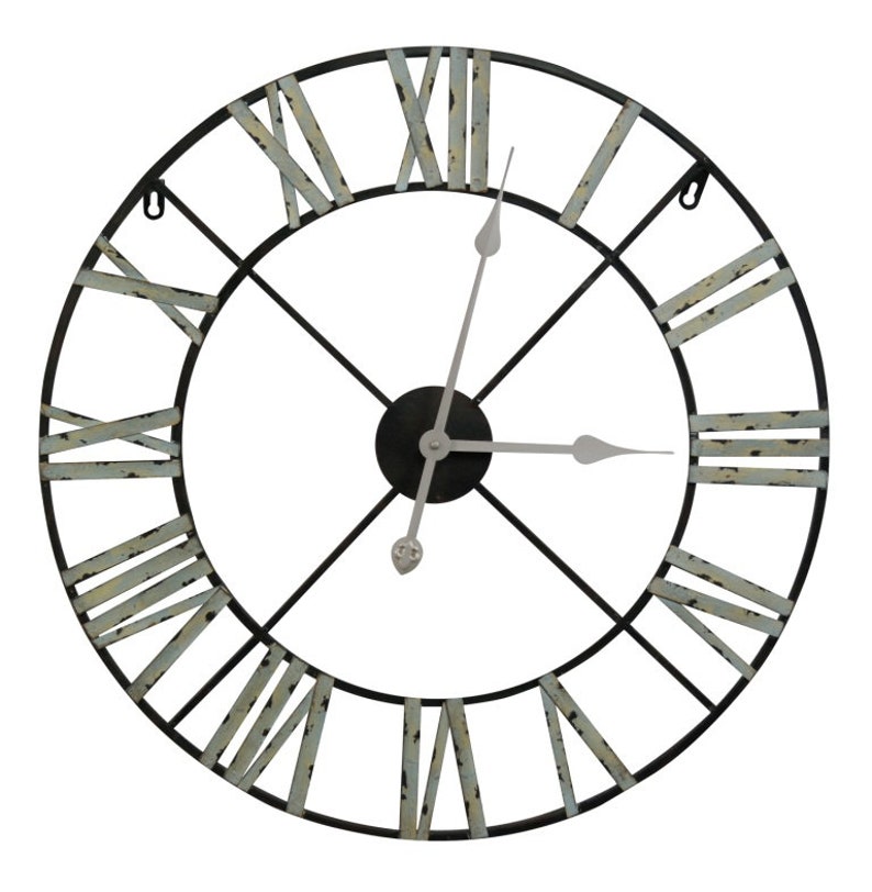 Large 105cm Vintage Metal Frame Wall Clock