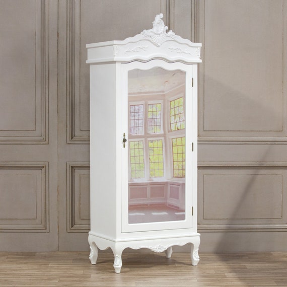 French White Single Door Armoire With Mirrored Door Etsy
