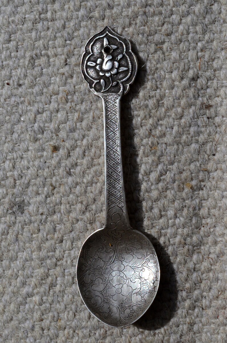Tibet Antique Traditional Tribal Nomad Silver Spoon Handworked Etsy