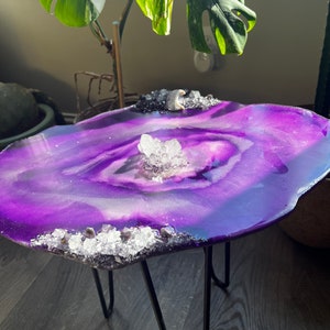 Amethyst Agate Geode Resin Table