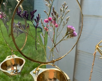 Sun catcher cauldron | incense burner | boho decor | pressed flowers | resin | air plant hanger | wall art | window art