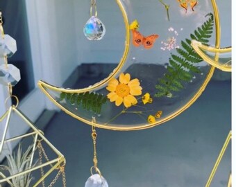 Moon SunCatcher  | Moon SunCatcher Hanger  | prism rainbow maker | crystals | boho decor