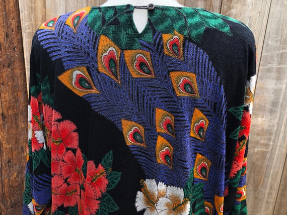 Vintage 1980s Slinky Floral Peacock Tunic - image 5