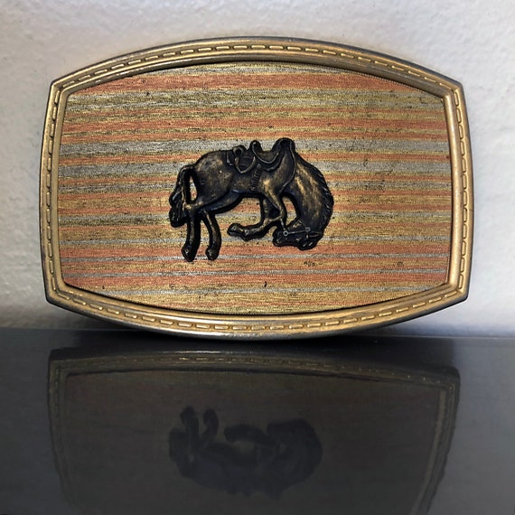 Vintage Gold western Bucking Bronco Rodeo Horse Bu