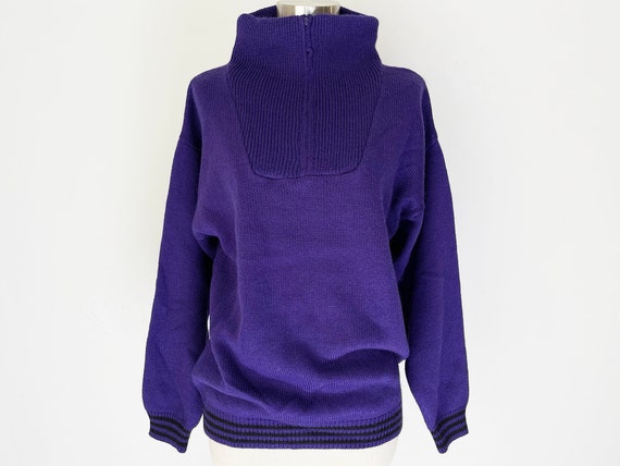 Vintage Purple Zipper Sweater // Retro 80s 1980s … - image 2