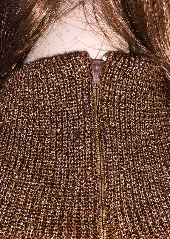 Vintage 1970s Wenjilli Lurex Metallic Knit Copper… - image 3