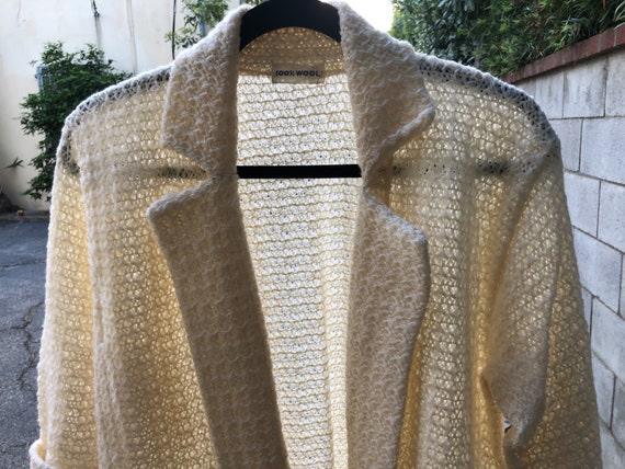 Vintage 1940s Cream Knit woven wool coat - image 3