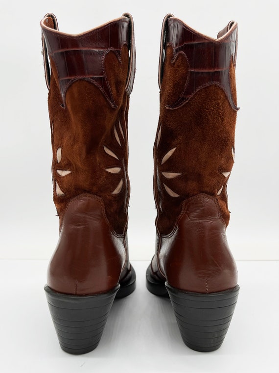 Vintage 90s Brown Leather Cowboy Boots // Retro 1… - image 6